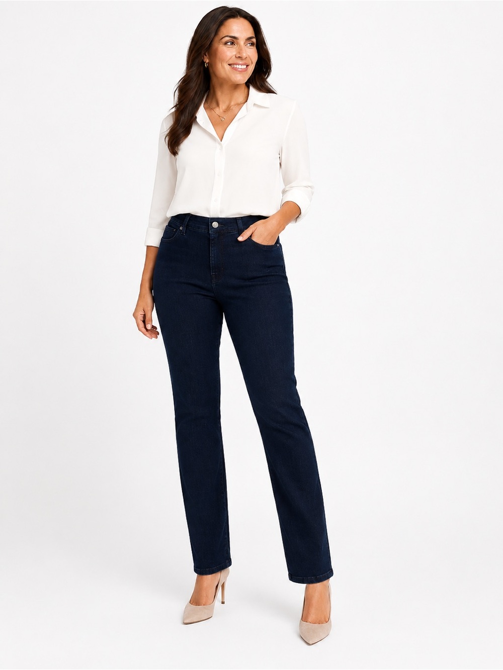 NYDJ Marilyn Straight Jeans Size‎ 16 Dark Wash Lift Tuck Stretch NWT